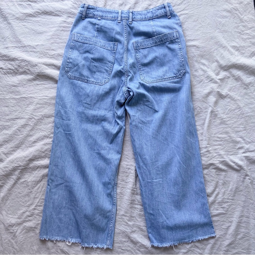 Topshop Wide Leg Cropped Jeans Light Wash